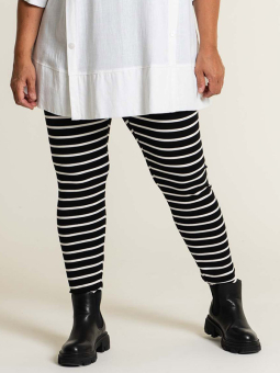 Gozzip ELLEN - Sorte viskose leggings med hvide striber