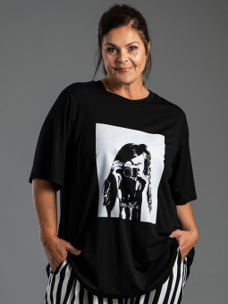 Gozzip Black LINDA - Sort t-shirt med hvid tryk