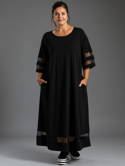 Gozzip Black LINNEA - Sort viskose kjole med flotte mesh detaljer