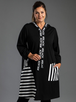 Gozzip Black MARION - Sort tunika med hvid stribe detaljer