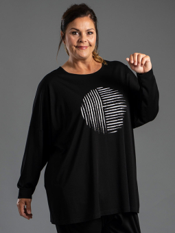 MARION - Sort tunika med hvid stribe detaljer
