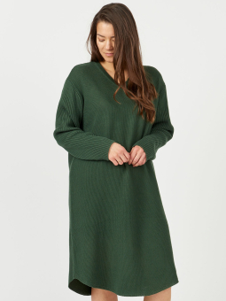 Aprico GLENDALE - Mørkegrøn kjole i blød og varm bomulds strik