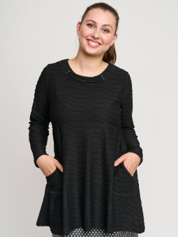 Pont Neuf Sort viskose tunika med flotte detaljer i stoffet