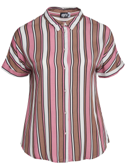 Aprico Maryland - Viskose skjorte med lyserøde og brune striber