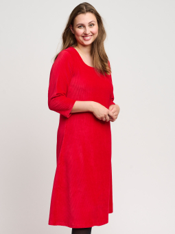Pont Neuf Flot rød  kjole i blød og strækbar bomulds fløjl