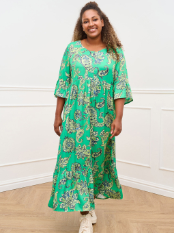 Pont Neuf PRUDENCE - Grøn viskose kjole med mønster