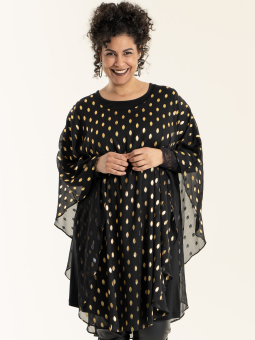 BIRGITTE - Sort viskose kjole med mønster