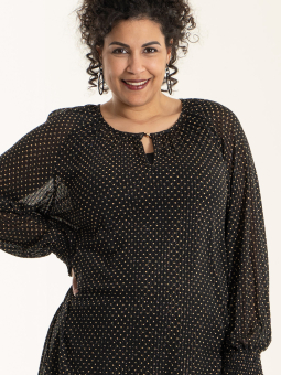 Studio LUISE - Sort mesh bluse med guld prikker og glimmer tråde
