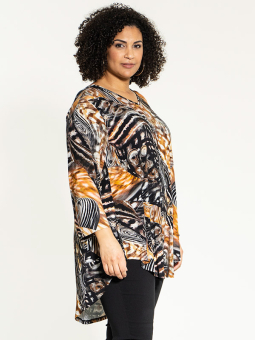 FRIDA - Tunika med print i brunt og sort 