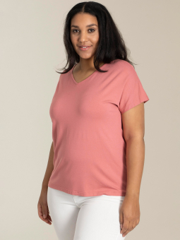 Sandgaard AMSTERDAM - Rosa basis t-shirt i viskose jersey