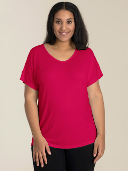 Sandgaard (fra Studio) AMSTERDAM - Pink basis t-shirt i viskose jersey