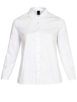 Adia Hvid bomulds skjorte med flotte broderier på ærmerne