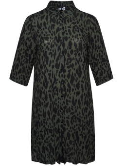Aprico Stockbridge - Flot grøn viskose skjorte kjole med sort mønster