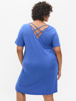 Zizzi Sød blå jersey kjole med kryds på ryggen