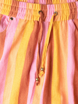 Adia BARBARA - Orange og lyserøde bukser med brede ben