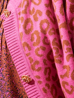 Adia AIFA - Pink cardigan med leopardmønster
