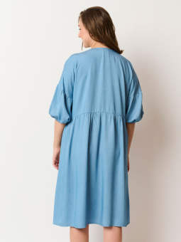 Pont Neuf Amarie - Smuk lyseblå tencell kjole med V-hals og 3/4 ærmer