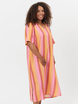 Adia BRENDA - Orange og lyserød stribet kjole