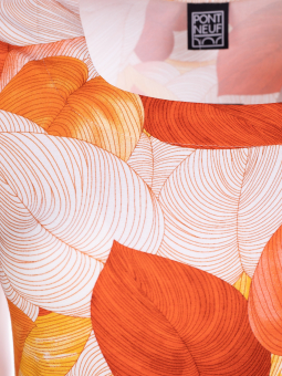 Pont Neuf Hvid Camil Kjole med blad print i orange toner