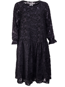Lang sort  viskose kjole med lyst print
