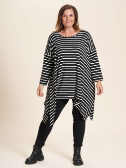 Gozzip Catrine - Oversize tunika i ekstra god viskose jersey med sorte og hvide striber