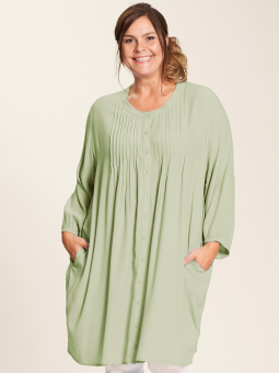 Gozzip Johanne - Flot skjorte tunika i støvet grøn med lommer