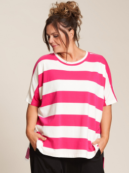 Gozzip Black Stella - Bluse i bomulds jersey med pink og hvide striber