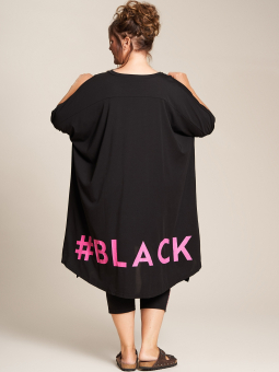 Gozzip Black Sort kjole med pink print i lækker blød viskose jersey