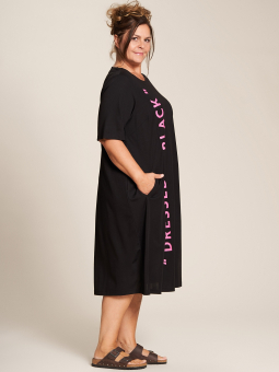 Gozzip Black Gry - Sort jersey kjole med Pink print og gode lommer