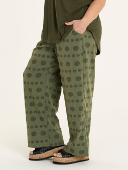 Gozzip MARGRETHE - Army grønne bukser med brede ben og smukt cirkel mønster