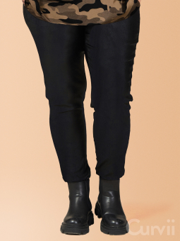 Gozzip Black NANA - Varme sorte leggings i ruskinds look med plys på indersiden