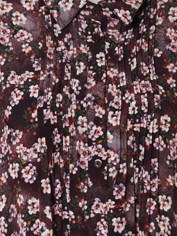 Gozzip JEANETT - Bordeaux Viskose kjole med smukt blomster print