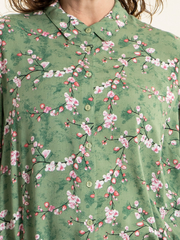 Gozzip HARRIET - Grøn viskose skjorte bluse med blomster print