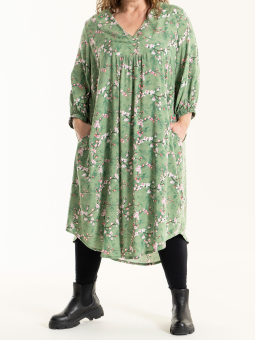 HARRIET - Grøn viskose skjorte bluse med blomster print
