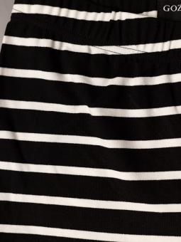 Gozzip ELLEN - Sorte viskose leggings med hvide striber