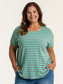 Gozzip GITTE - Grøn T-shirt med lilla striber
