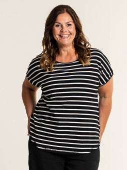 Gozzip GITTE - Sort T-shirt med hvide striber