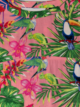 Gozzip ELLY - Lyserød viskose bluse med eksotisk print