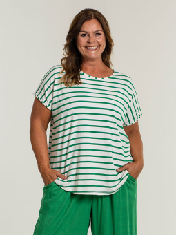 Gozzip GITTE - Hvid T-shirt med grønne striber