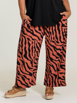Gozzip ELLY - Løse orange bukser med sort print