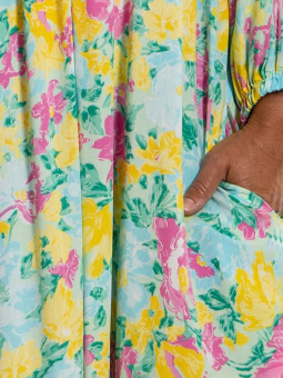 Gozzip ELSE - Lys turkis viskose kjole med blomster