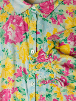 Gozzip GERDA - Lys turkis skjorte tunika med blomster