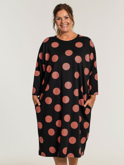 Gozzip Black PIL - Sort jersey kjole med coral farvede bomber