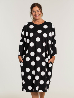 STELLA - Sort over size bluse med hvide bomber