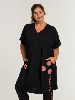 Gozzip Black GABRIELA - Sort jersey tunika med coral farvet print