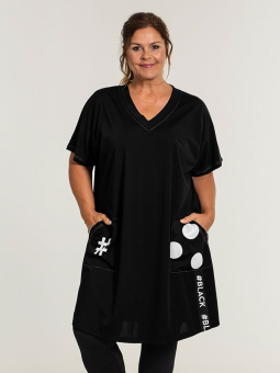 Gozzip Black GABRIELA - Sort jersey tunika med hvidt print