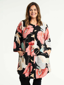 VALDIS - Sort kjole med blomsterprint