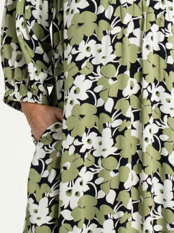 Gozzip ELSE - Grøn viskose kjole med blomster