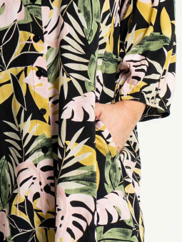 Gozzip ADINA - Sort tunika med blad print
