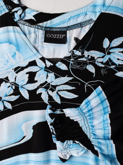 Gozzip ANETT - Sort Viskose bluse med blå print